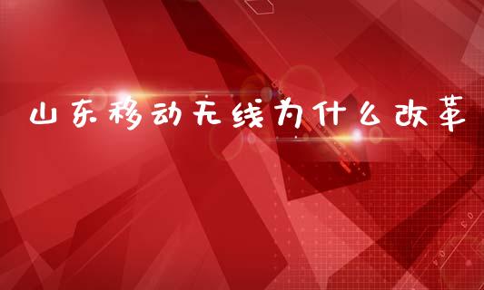 山东移动无线为什么改革_https://m.ycdhulan.com_国际金融_第1张