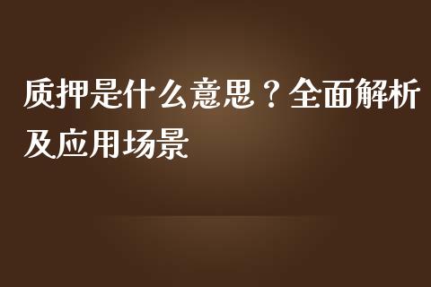 质押是什么意思？全面解析及应用场景_https://m.ycdhulan.com_国际金融_第1张