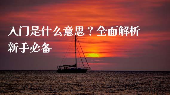 入门是什么意思？全面解析新手必备_https://m.ycdhulan.com_理财产品_第1张