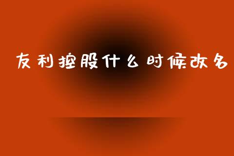 友利控股什么时候改名_https://m.ycdhulan.com_理财产品_第1张