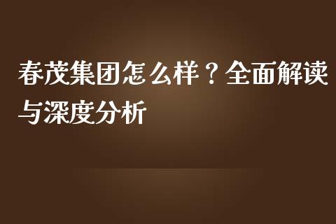 春茂集团怎么样？全面解读与深度分析_https://m.ycdhulan.com_国际金融_第1张