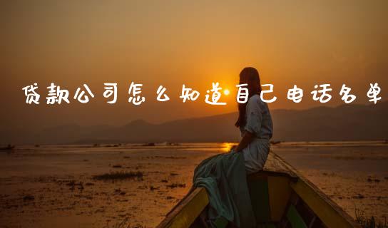 贷款公司怎么知道自己电话名单_https://m.ycdhulan.com_证券新闻_第1张