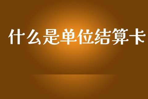 什么是单位结算卡_https://m.ycdhulan.com_国际金融_第1张