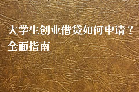大学生创业借贷如何申请？全面指南_https://m.ycdhulan.com_国际金融_第1张