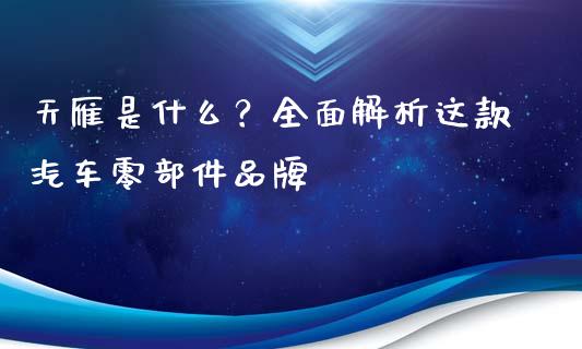 天雁是什么？全面解析这款汽车零部件品牌_https://m.ycdhulan.com_期货交易_第1张