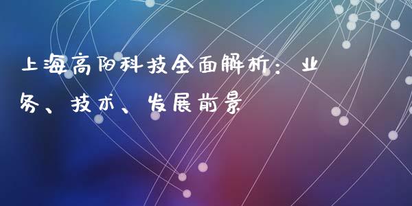 上海高阳科技全面解析：业务、技术、发展前景_https://m.ycdhulan.com_期货交易_第1张