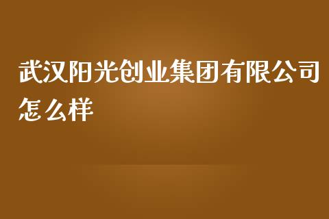 武汉阳光创业集团有限公司怎么样_https://m.ycdhulan.com_股市在线_第1张