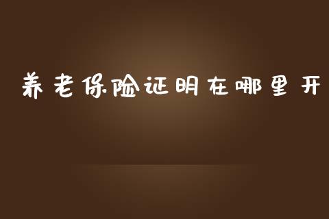 养老保险证明在哪里开_https://m.ycdhulan.com_财经要闻_第1张