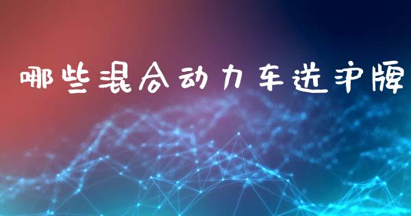 哪些混合动力车送沪牌_https://m.ycdhulan.com_国际金融_第1张