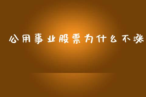 公用事业股票为什么不涨_https://m.ycdhulan.com_国际金融_第1张