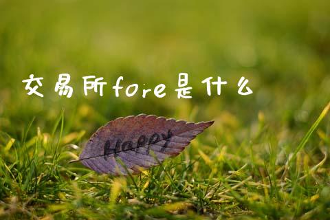 交易所fore是什么_https://m.ycdhulan.com_财经要闻_第1张