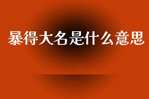 暴得大名是什么意思_https://m.ycdhulan.com_财经要闻_第1张