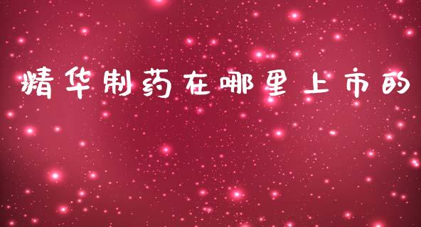 精华制药在哪里上市的_https://m.ycdhulan.com_理财产品_第1张