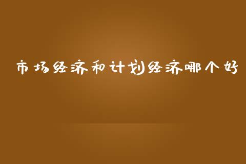 市场经济和计划经济哪个好_https://m.ycdhulan.com_国际金融_第1张