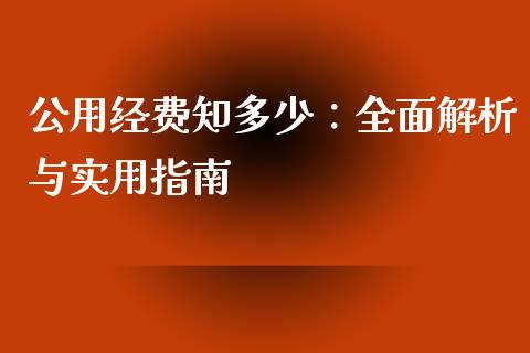 公用经费知多少：全面解析与实用指南_https://m.ycdhulan.com_理财产品_第1张