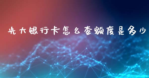 光大银行卡怎么查额度是多少_https://m.ycdhulan.com_国际金融_第1张