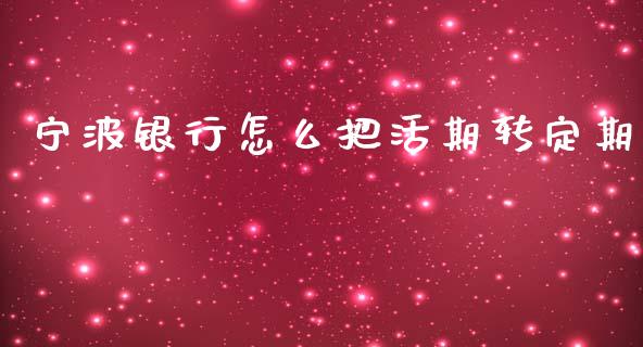 宁波银行怎么把活期转定期_https://m.ycdhulan.com_国际金融_第1张