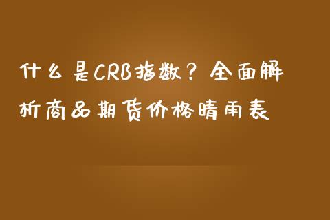 什么是CRB指数？全面解析商品期货价格晴雨表_https://m.ycdhulan.com_理财产品_第1张