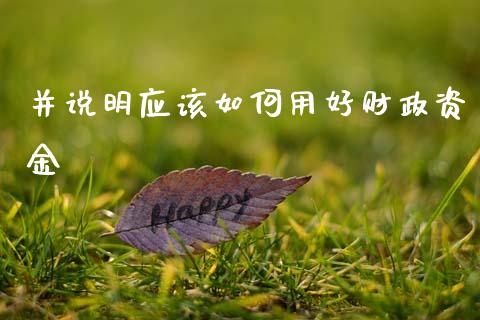 并说明应该如何用好财政资金_https://m.ycdhulan.com_证券新闻_第1张