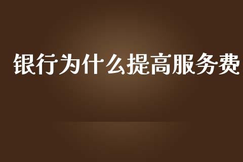 银行为什么提高服务费_https://m.ycdhulan.com_理财产品_第1张