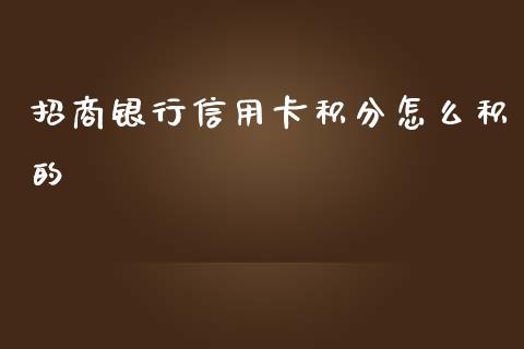 招商银行信用卡积分怎么积的_https://m.ycdhulan.com_国际金融_第1张
