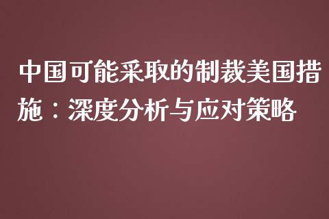 中国可能采取的制裁美国措施：深度分析与应对策略_https://m.ycdhulan.com_财经要闻_第1张