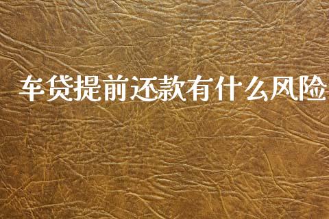 车贷提前还款有什么风险_https://m.ycdhulan.com_期货交易_第1张
