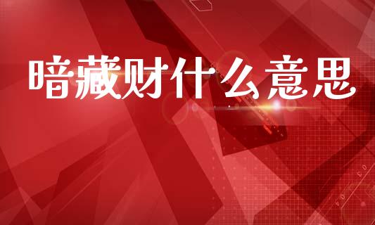 暗藏财什么意思_https://m.ycdhulan.com_理财产品_第1张
