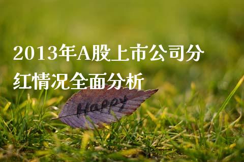 2013年A股上市公司分红情况全面分析_https://m.ycdhulan.com_理财产品_第1张