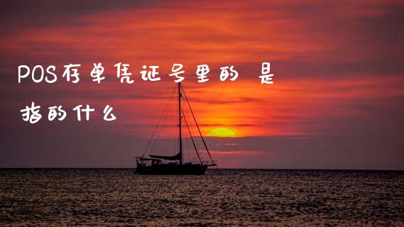 POS存单凭证号里的 是指的什么_https://m.ycdhulan.com_证券新闻_第1张