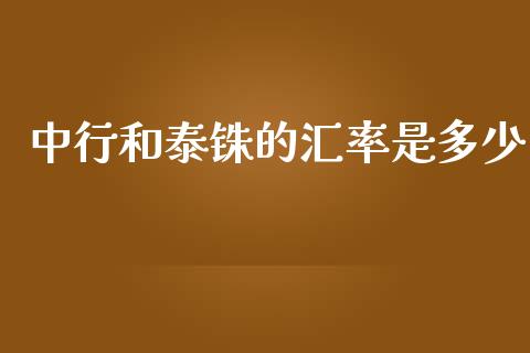 中行和泰铢的汇率是多少_https://m.ycdhulan.com_财经要闻_第1张