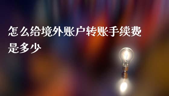 怎么给境外账户转账手续费是多少_https://m.ycdhulan.com_理财产品_第1张