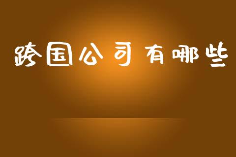跨国公司有哪些_https://m.ycdhulan.com_财经要闻_第1张