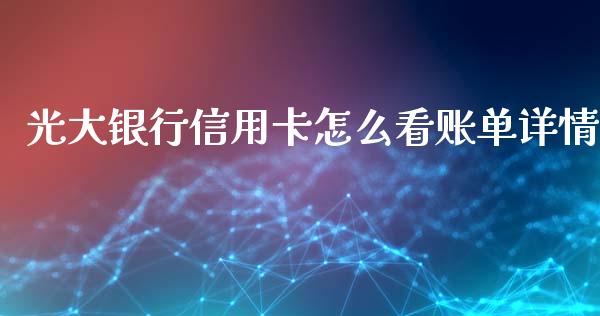 光大银行信用卡怎么看账单详情_https://m.ycdhulan.com_财经要闻_第1张