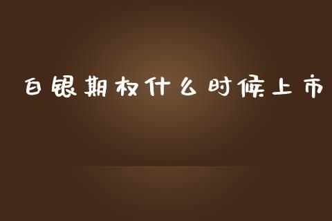 白银期权什么时候上市_https://m.ycdhulan.com_财经要闻_第1张
