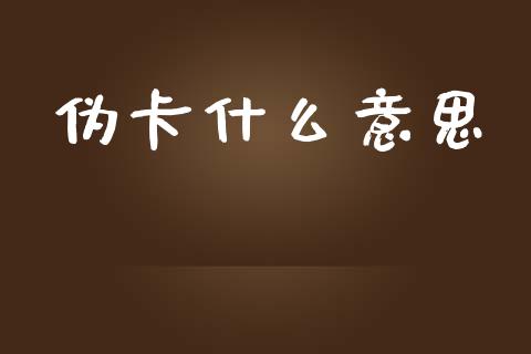 伪卡什么意思_https://m.ycdhulan.com_财经要闻_第1张