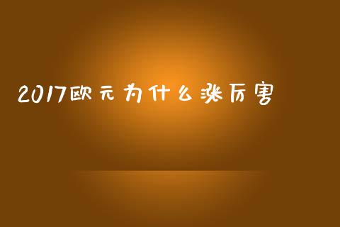 2017欧元为什么涨厉害_https://m.ycdhulan.com_财经要闻_第1张