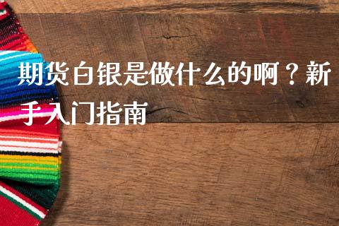 期货白银是做什么的啊？新手入门指南_https://m.ycdhulan.com_期货交易_第1张