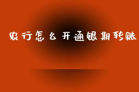 农行怎么开通银期转账_https://m.ycdhulan.com_理财产品_第1张