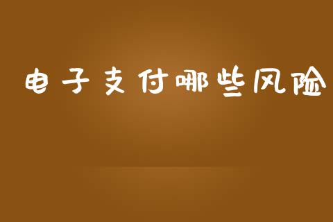 电子支付哪些风险_https://m.ycdhulan.com_财经要闻_第1张