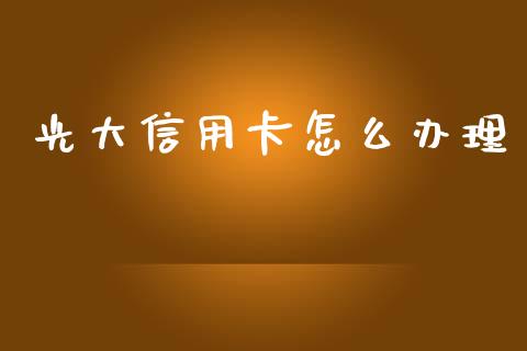 光大信用卡怎么办理_https://m.ycdhulan.com_期货交易_第1张