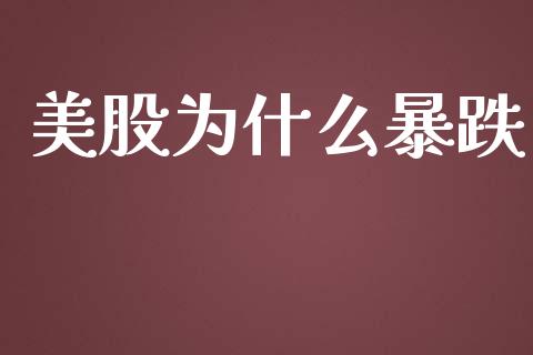 美股为什么暴跌_https://m.ycdhulan.com_证券新闻_第1张