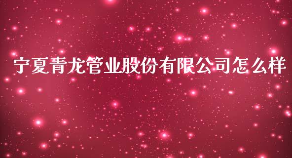 宁夏青龙管业股份有限公司怎么样_https://m.ycdhulan.com_理财产品_第1张