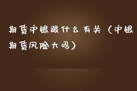 期货沪银跟什么有关（沪银期货风险大吗）_https://m.ycdhulan.com_财经要闻_第1张