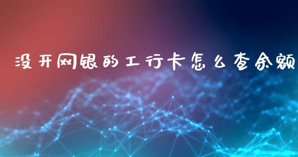没开网银的工行卡怎么查余额_https://m.ycdhulan.com_财经要闻_第1张