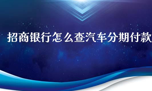 招商银行怎么查汽车分期付款_https://m.ycdhulan.com_证券新闻_第1张