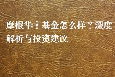 摩根华鑫基金怎么样？深度解析与投资建议_https://m.ycdhulan.com_国际金融_第1张