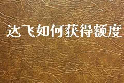 达飞如何获得额度_https://m.ycdhulan.com_理财产品_第1张