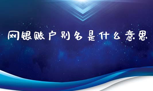 网银账户别名是什么意思_https://m.ycdhulan.com_理财产品_第1张