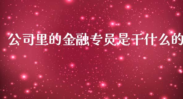 公司里的金融专员是干什么的_https://m.ycdhulan.com_期货交易_第1张